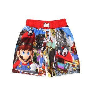 NWT Nintendo Super Mario Odyssey Red & Blue Polyester Swim Trunks Size Boys 5